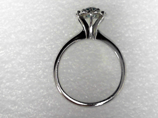 14k White Gold Blue Zircon & Diamond Vintage Ring, Estate