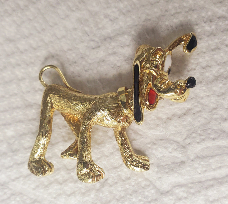 14K Yellow Gold Disney One Eyed Pluto Brooch Vintage, Estate