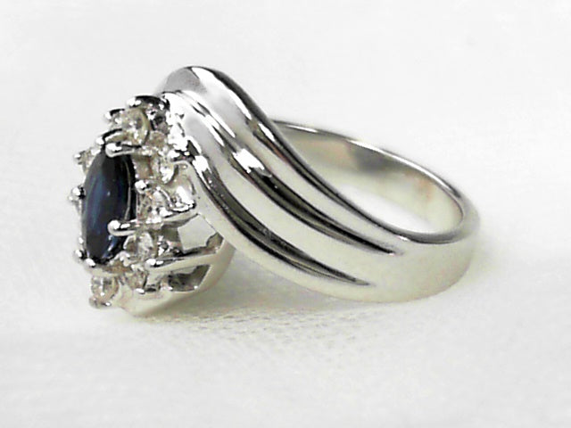 14k White Gold Sapphire & Diamond Ring New