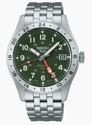 Stainless Steel Seiko 5 Automatic Field Sports GMT Watch HDB001, New