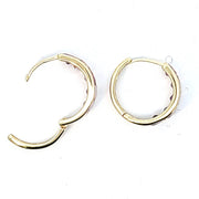 14K YELLOW GOLD AMETHYST HOOP EARRINGS, ESTATE