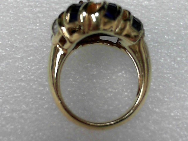 18K Yellow Gold Sapphire & Diamond Ring, Estate