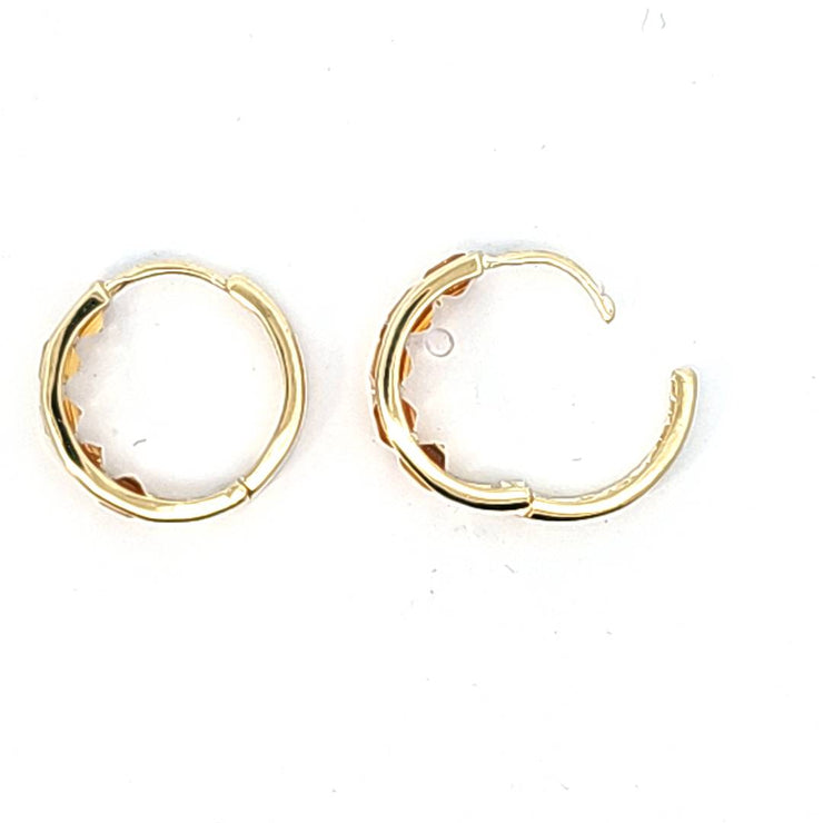14K YELLOW GOLD CITRINE HOOP EARRINGS, ESTATE