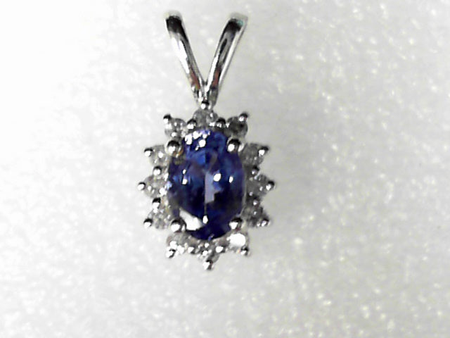 14K White Gold Tanzanite and Diamond Pendant, Estate