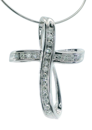 10K WHITE GOLD DIAMOND CROSS, ESTATE