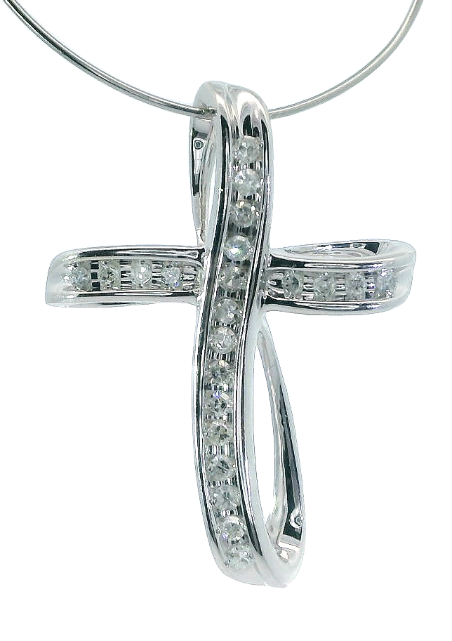 10K WHITE GOLD DIAMOND CROSS, ESTATE