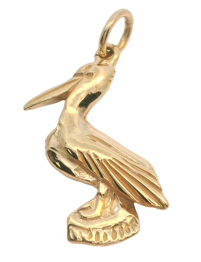 14K YELLOW GOLD PELICAN CHARM, ESTATE