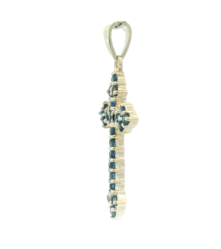 10K YELLOW GOLD CROSS PENDANT, 1.00CTW SAPPHIRES, ESTATE
