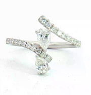 18K WHITE GOLD 1CTW DIAMOND BYPASS RING, ESTATE
