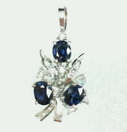 14k White Gold Sapphire & Diamond Vintage Pendant, Estate