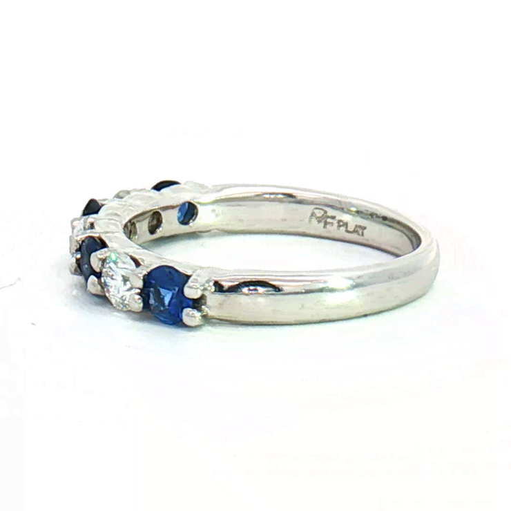 PLATINUM DIAMOND AND SAPPHIRE BAND, ESTATE