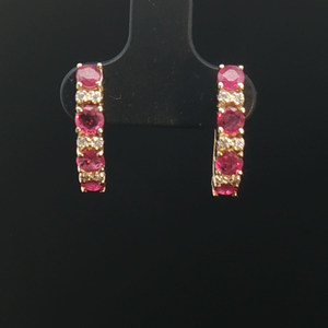 14K YELLOW GOLD RUBY EARRINGS, ESTATE