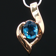 14k YELLOW GOLD BLUE TOPAZ PENDANT, ESTATE