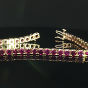 14K YELLOW GOLD UMBALITE GARNET BRACELET, ESTATE