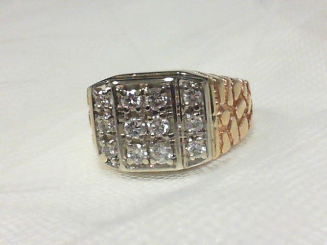 14k Two-Toned Mans Vintage Diamond Ring, Estate