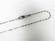 14K White Gold Diamond Cut Bar & Bead Chain 16", New