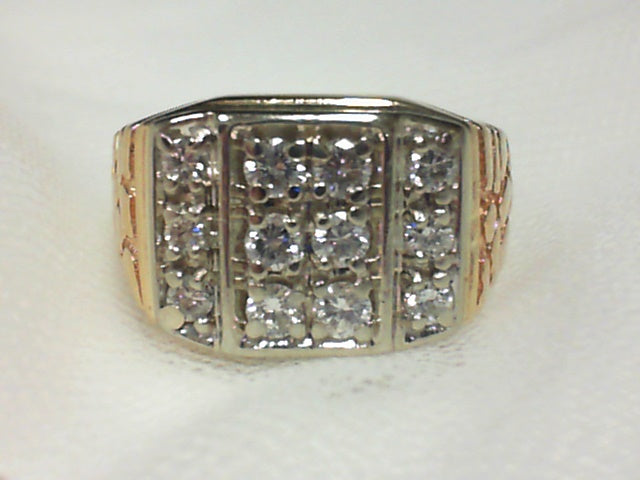 14k Two-Toned Mans Vintage Diamond Ring, Estate