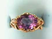 14k Yellow Gold Amethyst & Pearl Vintage Ring, Estate