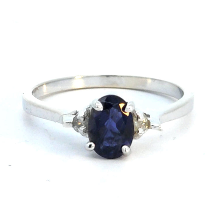 10K WHITE GOLD IOLITE RING, ESTATE
