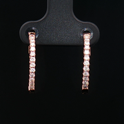 14K ROSE GOLD DIAMOND HOOP EARRINGS, ESTATE