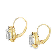 14K YELLOW GOLD AQUAMARINE LEVERBACK EARRINGS, ESTATE