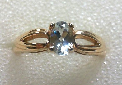 14k Yellow Gold Aquamarine Vintage Ring, Estate