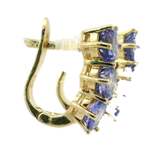 14K YELLOW GOLD TANZANITE HOOP EARRINGS, ESTATE
