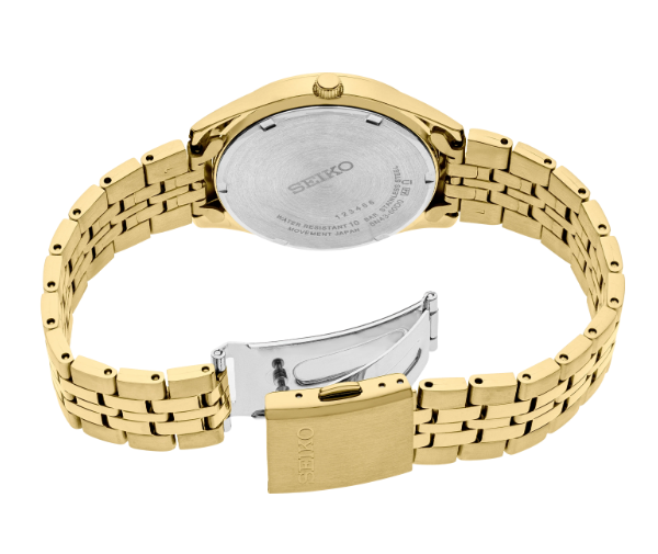 Gent's Yellow Seiko Essential Dress Watch New SUR434 Espling Jewelers Gent's Yellow Seiko Essential Dress Watch New SUR434 Espling Jewelers