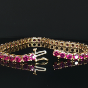 14K YELLOW GOLD UMBALITE GARNET BRACELET, ESTATE