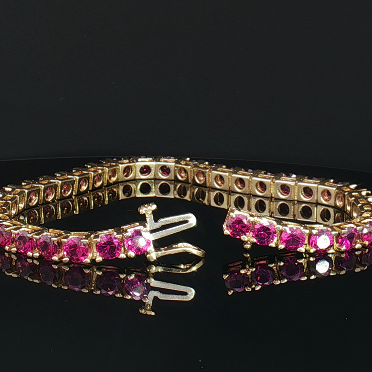 14K YELLOW GOLD UMBALITE GARNET BRACELET, ESTATE
