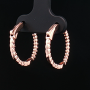 14K ROSE GOLD DIAMOND HOOP EARRINGS, ESTATE