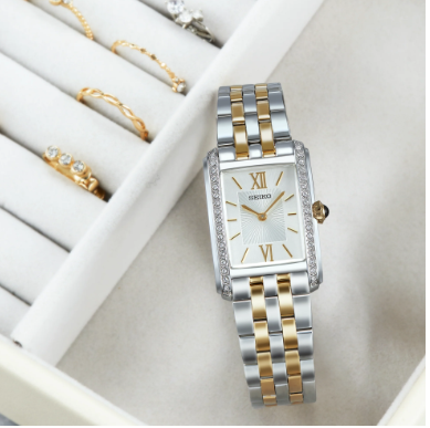 Stainless Steel Seiko Essentials "Tank" Watch SWR093, New
