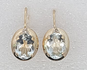 14K YELLOW GOLD AQUAMARINE LEVERBACK EARRINGS, ESTATE