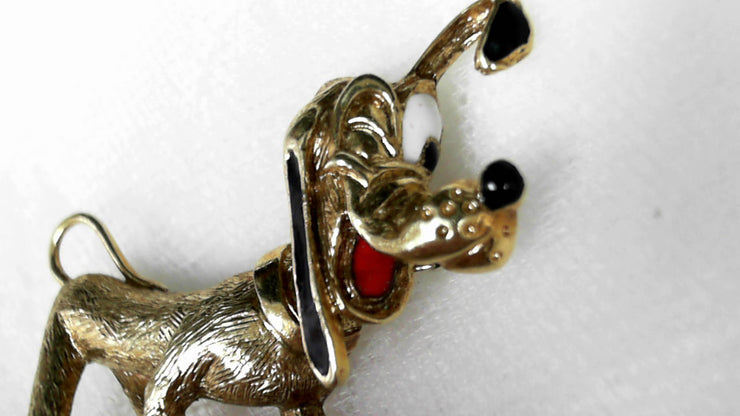 14K Yellow Gold Disney One Eyed Pluto Brooch Vintage, Estate