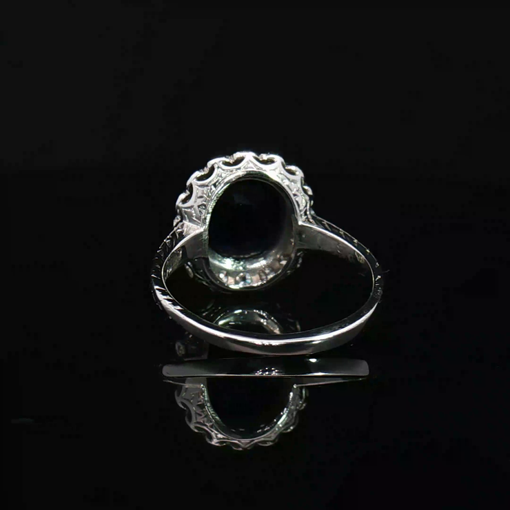 18K AND PLATINUM VINTAGE SAPPHIRE & DIAMOND RING, ESTATE