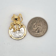 Atocha Silver Coin Pendant, Gold-Plated Octopus, NEW
