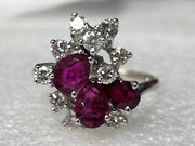 14K White Gold Ruby Diamond Ring, Estate