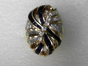 18K Yellow Gold Sapphire & Diamond Ring, Estate