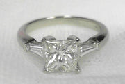 Platinum Princess Cut Natural Diamond Ring 1.09 ct VVS2 J GIA New