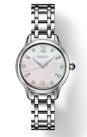 Lady's Stainless Steel Seiko Watch Diamond Dial New SRZ537