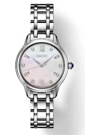 Lady's Stainless Steel Seiko Watch Diamond Dial New SRZ537