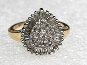 10K White Gold Diamond Cluster Ring, Estate