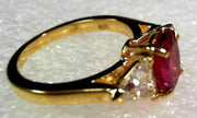 18K Yellow Gold Rubellite Tourmaline and Diamond Ring, Estate
