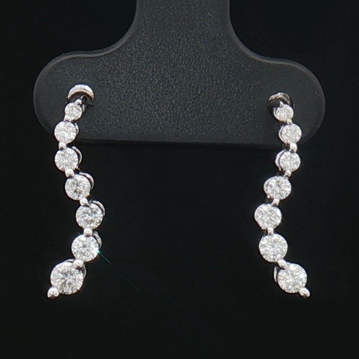 14K NATURAL DIAMOND JOURNEY EARRINGS, ESTATE