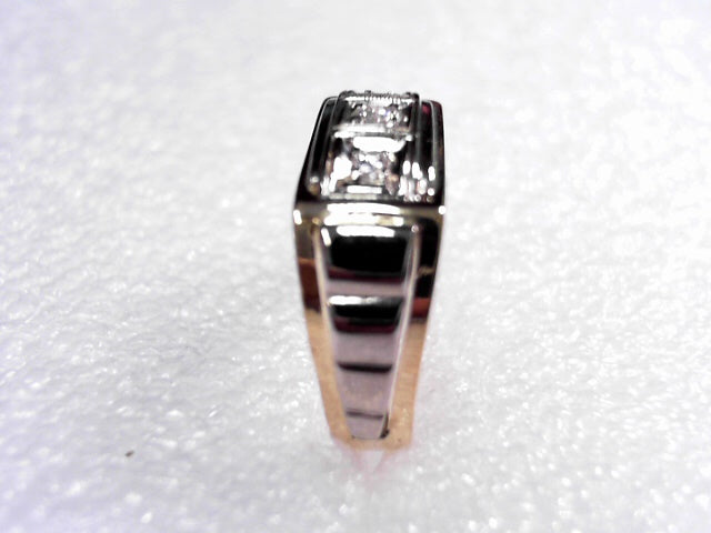 14K Two Tone Mans Diamond Ring, Estate