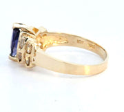 10K WHITE GOLD IOLITE RING WITH WHITE SAPPHIRES, ESTATE