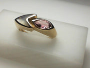 14k Yellow Gold Pink Tourmaline & Shell Ring, Estate