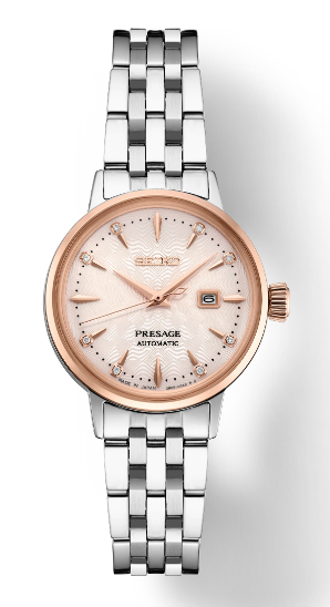 Ladys Two-Tone Rose Steel Seiko Presage Automatic Watch New SRE012