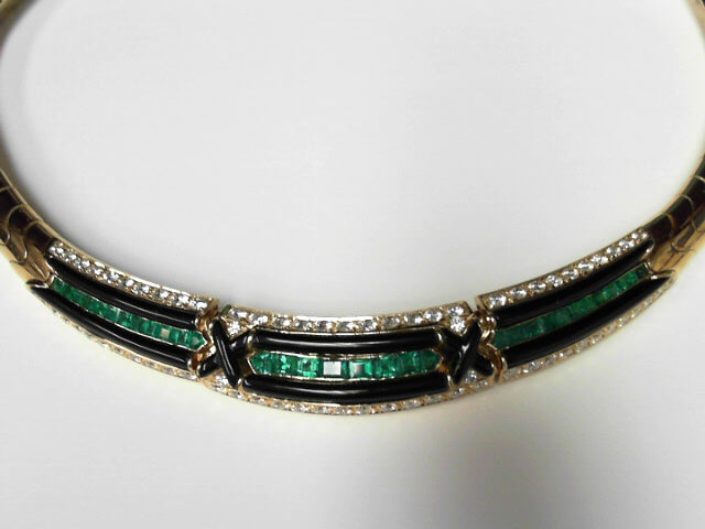 H. STERN VINTAGE 18K YELLOW GOLD EMERALD DIAMOND NECKLACE, Estate