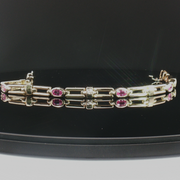 14K YELLOW GOLD PINK SAPPHIRE BRACELET, ESTATE
